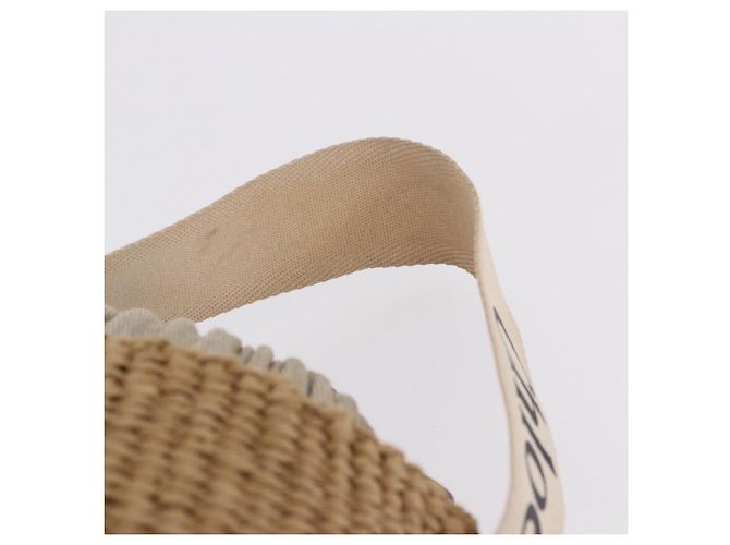 Chloé Chloe Woody Small Basket Shoulder Bag Raffia Beige - vista 8