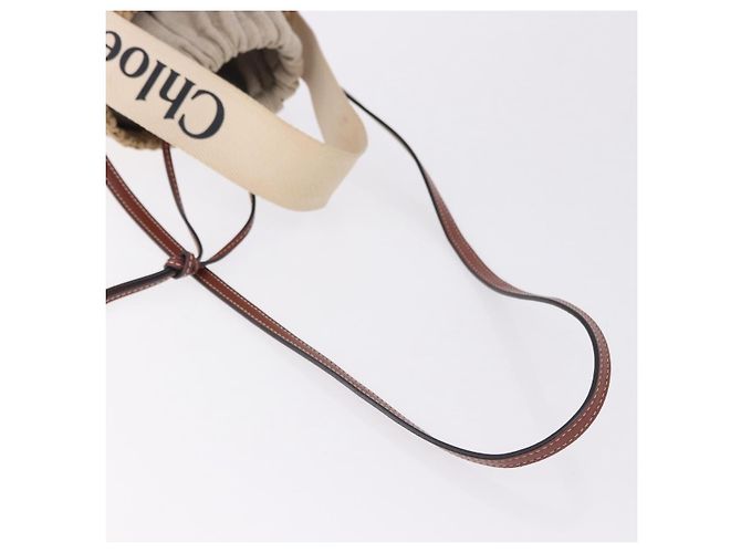 Chloé Chloe Woody Small Basket Shoulder Bag Raffia Beige - vista 9