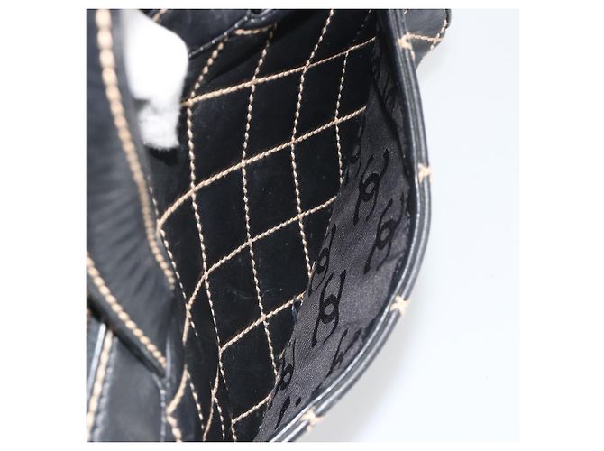 CHANEL Wild Stitch Hand Bag Leather Black CC - vista 24