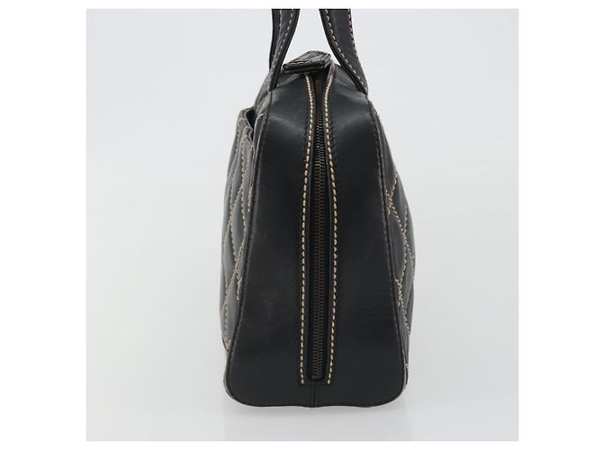 CHANEL Wild Stitch Hand Bag Leather Black CC - vista 4
