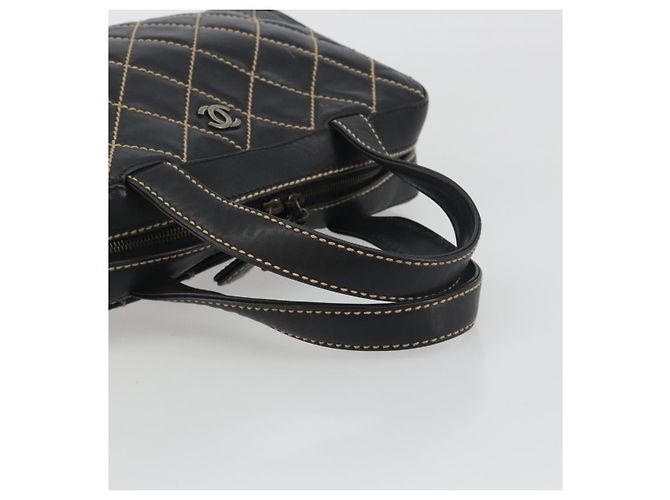 CHANEL Wild Stitch Hand Bag Leather Black CC - vista 7
