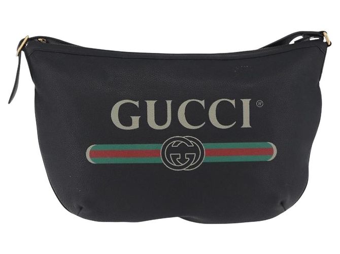 GUCCI Shoulder Bag Leather Black Gold Tone 523588 - vista 2