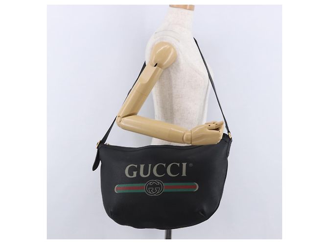 GUCCI Shoulder Bag Leather Black Gold Tone 523588 - vista 22
