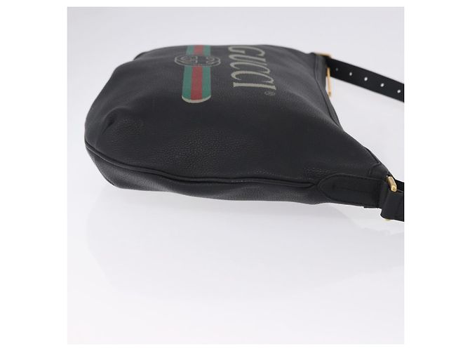 GUCCI Shoulder Bag Leather Black Gold Tone 523588 - vista 4