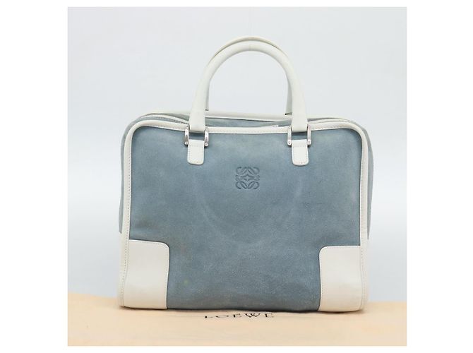 LOEWE Amazona 30 Hand Bag Suede Light Blue Silver - vista 12