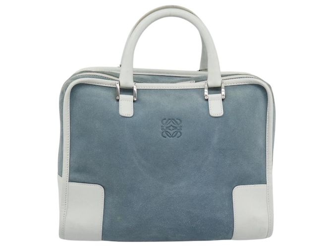 LOEWE Amazona 30 Hand Bag Suede Light Blue Silver - vista 13