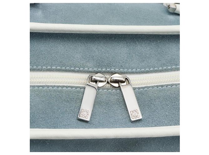 LOEWE Amazona 30 Hand Bag Suede Light Blue Silver - vista 17