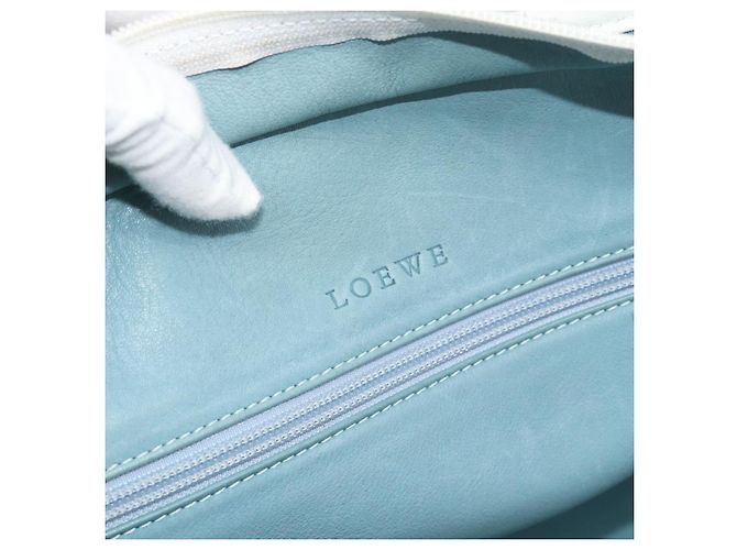LOEWE Amazona 30 Hand Bag Suede Light Blue Silver - vista 18