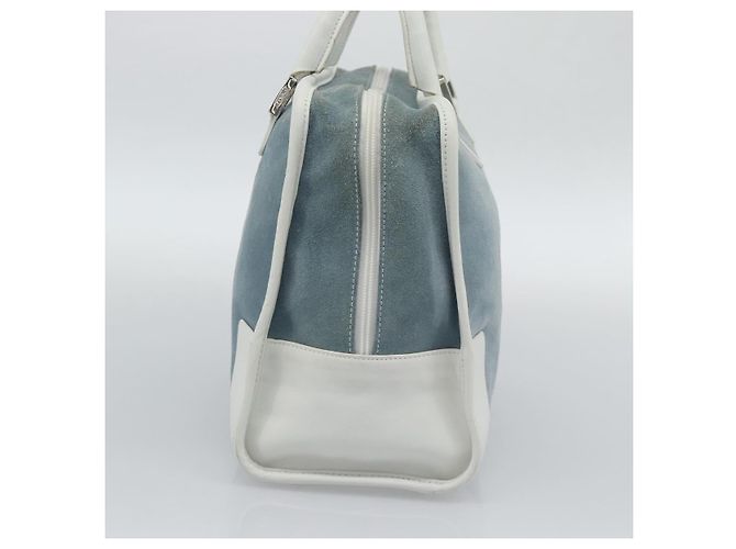 LOEWE Amazona 30 Hand Bag Suede Light Blue Silver - vista 3
