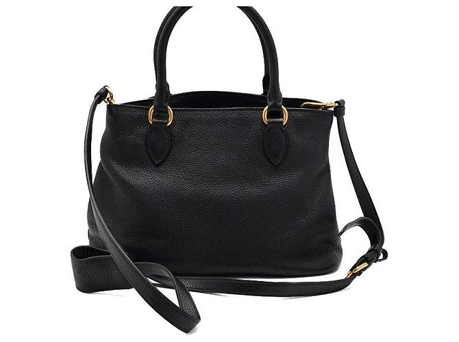 Prada Borsa Tote e Borsa a Tracolla Crossbody in Vitello Phenix Nero con Logo Triangolare Dorato - vista 4