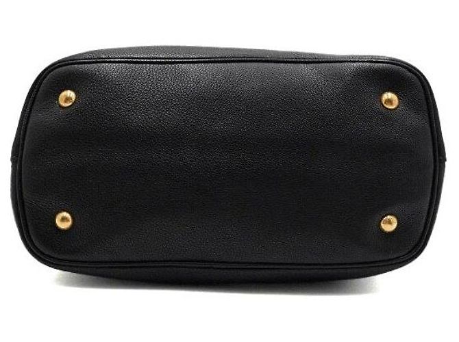 Prada Borsa Tote e Borsa a Tracolla Crossbody in Vitello Phenix Nero con Logo Triangolare Dorato - vista 6