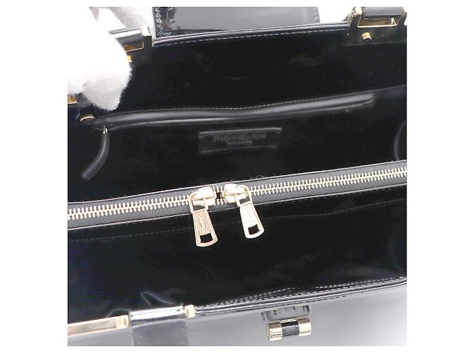 Saint Laurent Borsa Tote Uptown Large in vernice Nero - vista 9