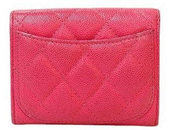Chanel Tarjetero de piel caviar rosa - vista 3