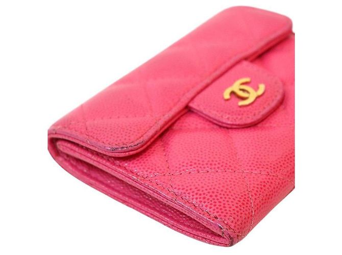 Chanel Tarjetero de piel caviar rosa - vista 5
