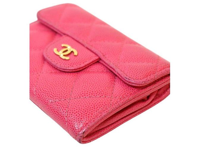 Chanel Tarjetero de piel caviar rosa - vista 6