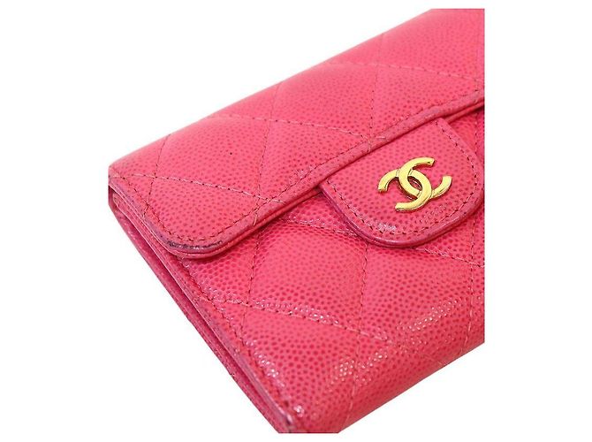 Chanel Tarjetero de piel caviar rosa - vista 7