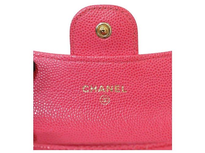 Chanel Tarjetero de piel caviar rosa - vista 8