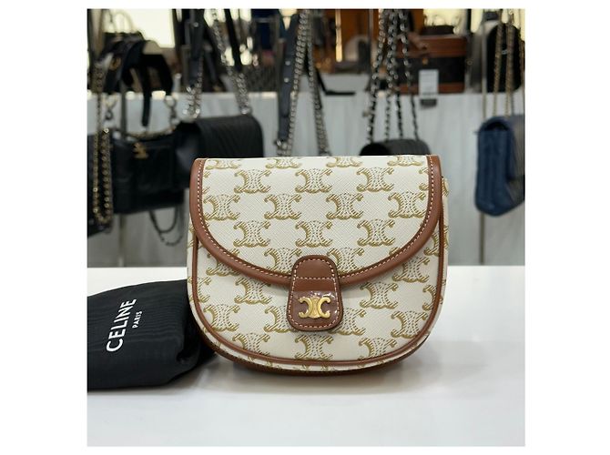 Triomphe Céline Mini Vasenka Handtas Weiß Leder - Ansicht 3