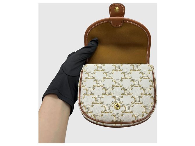 Triomphe Céline Mini Vasenka Handtas Weiß Leder - Ansicht 6