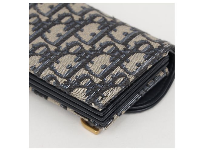 Dior Tarjetero acordeón Saddle en jacquard Oblique Azul - vista 11