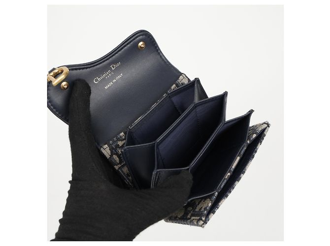 Dior Tarjetero acordeón Saddle en jacquard Oblique Azul - vista 12