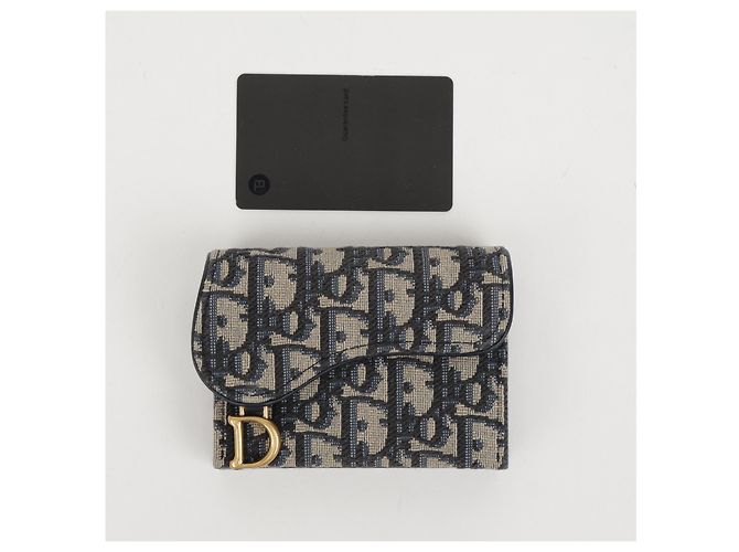 Dior Tarjetero acordeón Saddle en jacquard Oblique Azul - vista 13