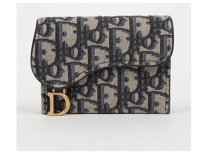 Dior Tarjetero acordeón Saddle en jacquard Oblique Azul - vista 2