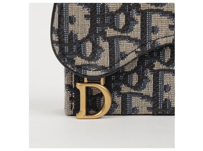 Dior Tarjetero acordeón Saddle en jacquard Oblique Azul - vista 3