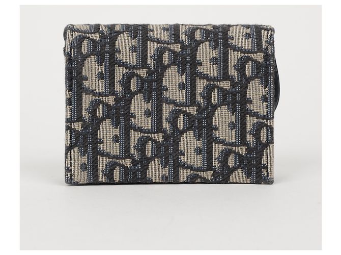 Dior Tarjetero acordeón Saddle en jacquard Oblique Azul - vista 4