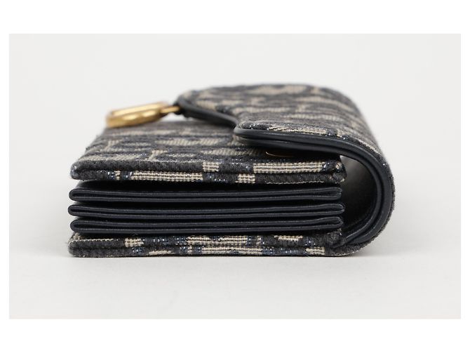 Dior Tarjetero acordeón Saddle en jacquard Oblique Azul - vista 5