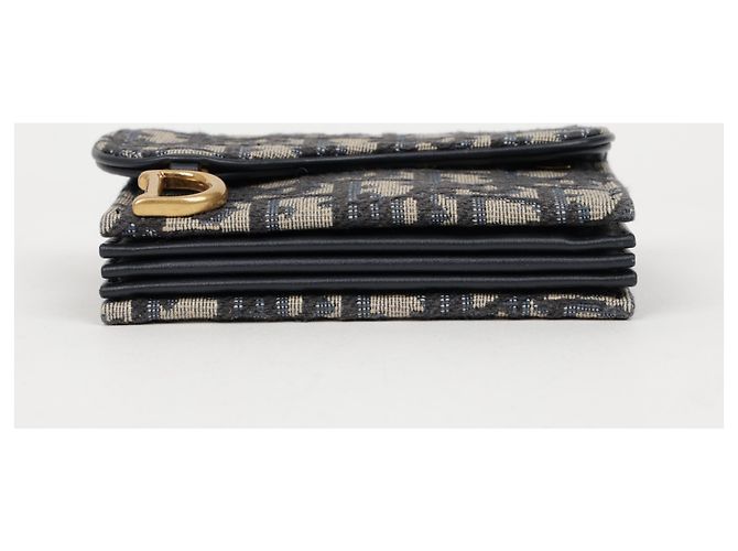 Dior Tarjetero acordeón Saddle en jacquard Oblique Azul - vista 6