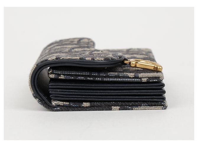 Dior Tarjetero acordeón Saddle en jacquard Oblique Azul - vista 7
