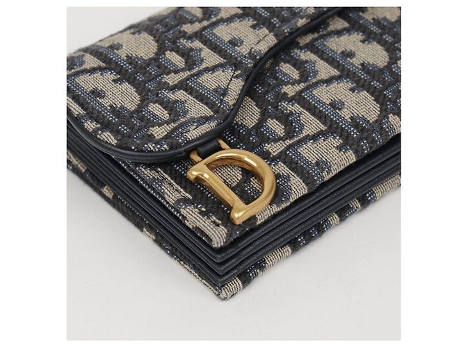 Dior Tarjetero acordeón Saddle en jacquard Oblique Azul - vista 8