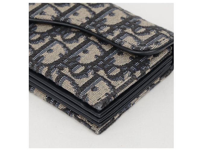 Dior Tarjetero acordeón Saddle en jacquard Oblique Azul - vista 9