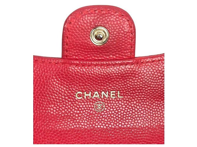 Chanel Tarjetero de piel de caviar roja Rosa - vista 10