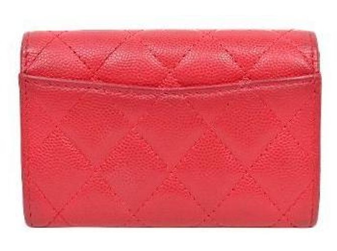 Chanel Tarjetero de piel de caviar roja Rosa - vista 3