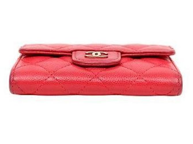 Chanel Tarjetero de piel de caviar roja Rosa - vista 4