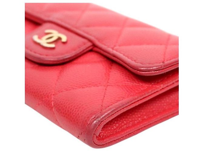 Chanel Tarjetero de piel de caviar roja Rosa - vista 5