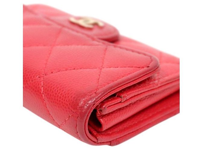 Chanel Tarjetero de piel de caviar roja Rosa - vista 6