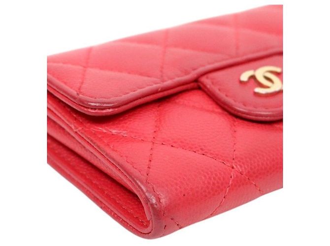 Chanel Tarjetero de piel de caviar roja Rosa - vista 7