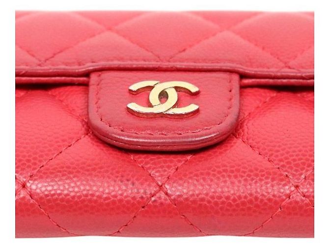 Chanel Tarjetero de piel de caviar roja Rosa - vista 8