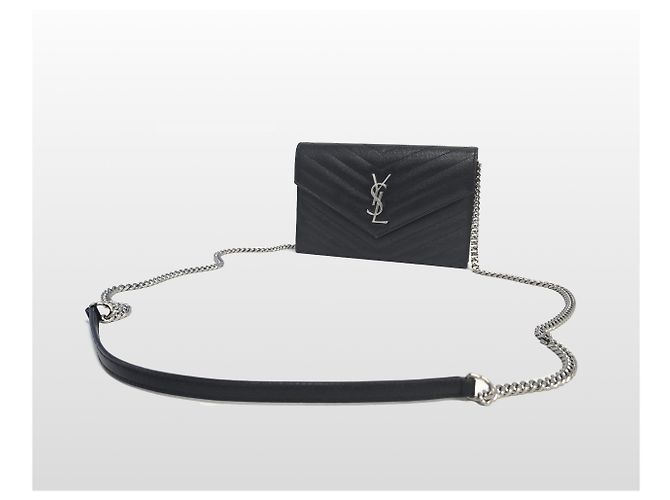 Saint Laurent Picca borsa crossbody WOC in pelle nera a busta Nero - vista 11
