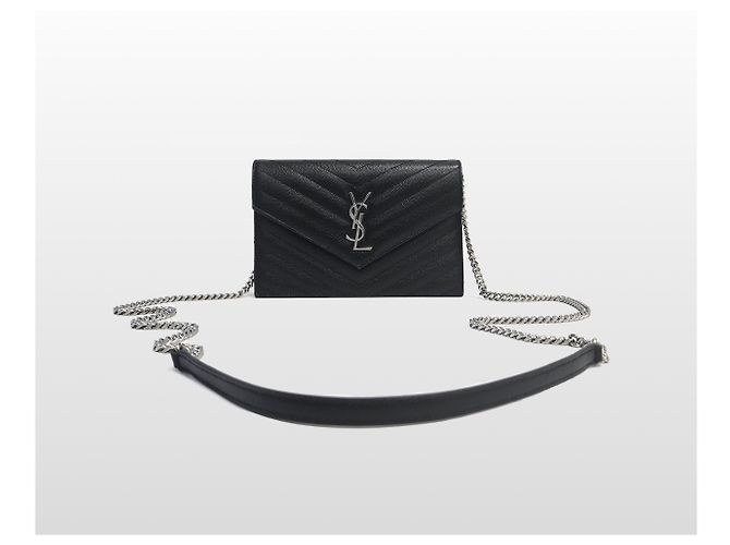 Saint Laurent Picca borsa crossbody WOC in pelle nera a busta Nero - vista 2