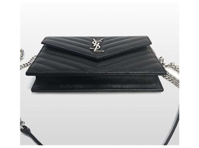 Saint Laurent Picca borsa crossbody WOC in pelle nera a busta Nero - vista 4