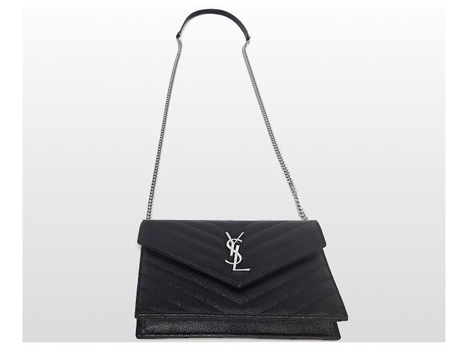 Saint Laurent Picca borsa crossbody WOC in pelle nera a busta Nero - vista 5