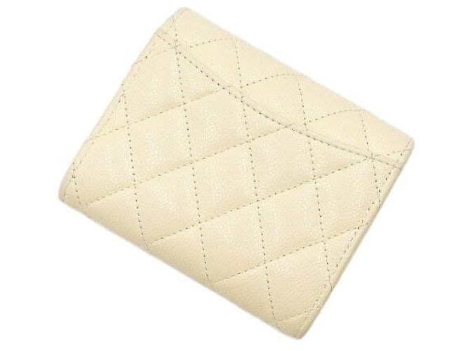 Chanel Portafoglio classico con patta da donna Caviar Gold CC Logo Giallo - vista 9