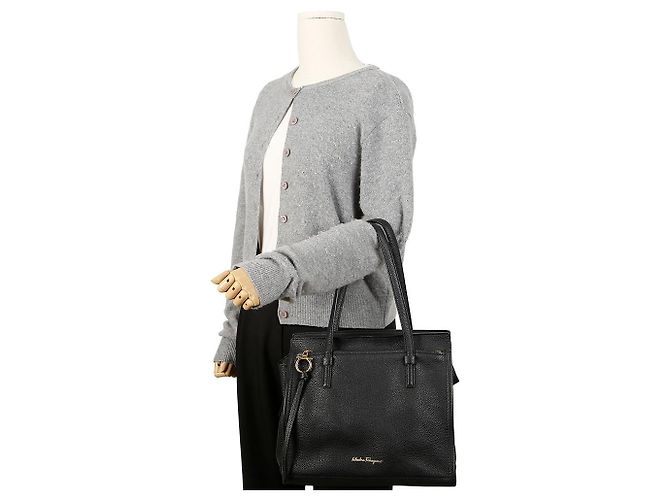 Salvatore Ferragamo Amy Leder Handtasche Medium Schwarz - Ansicht 10