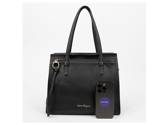 Salvatore Ferragamo Amy Leder Handtasche Medium Schwarz - Ansicht 8