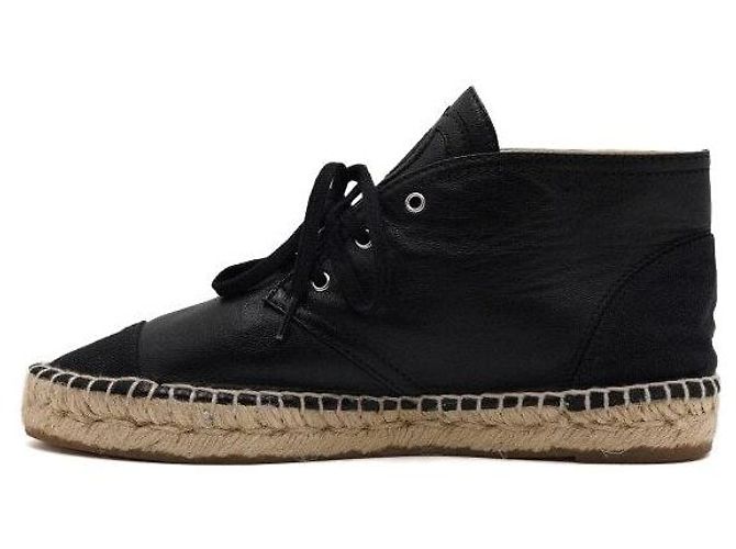 Chanel Sneakers espadrillas mid-top da donna in pelle nera Nero - vista 4