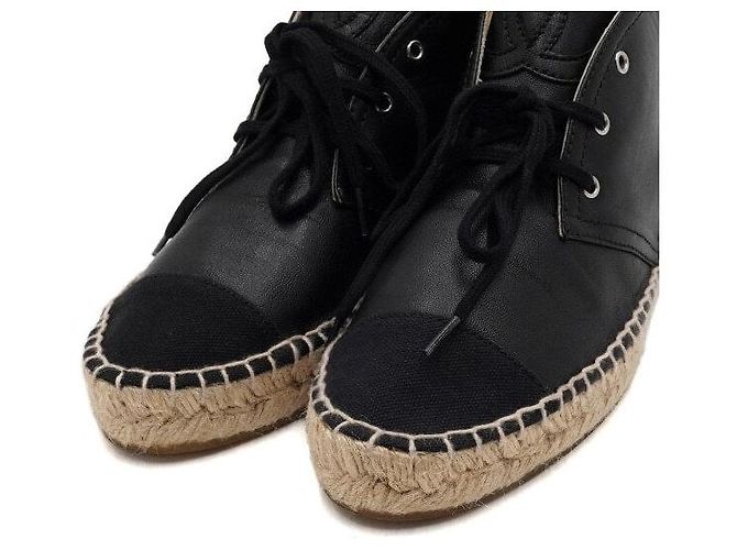 Chanel Sneakers espadrillas mid-top da donna in pelle nera Nero - vista 6